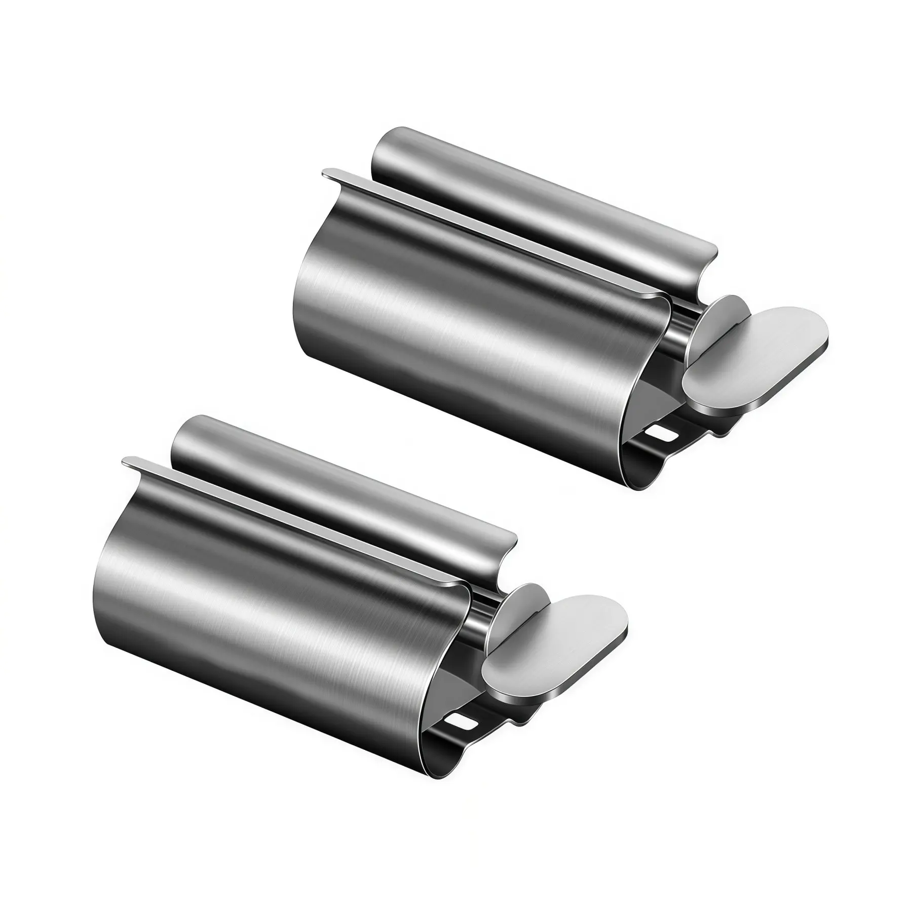 2 Piece Toothpaste Dispenser Set, Stainless Steel Toothpaste Tube Cutter, Durable Metal Dispenser, Bathroom Organizer, Toothpaste Holder