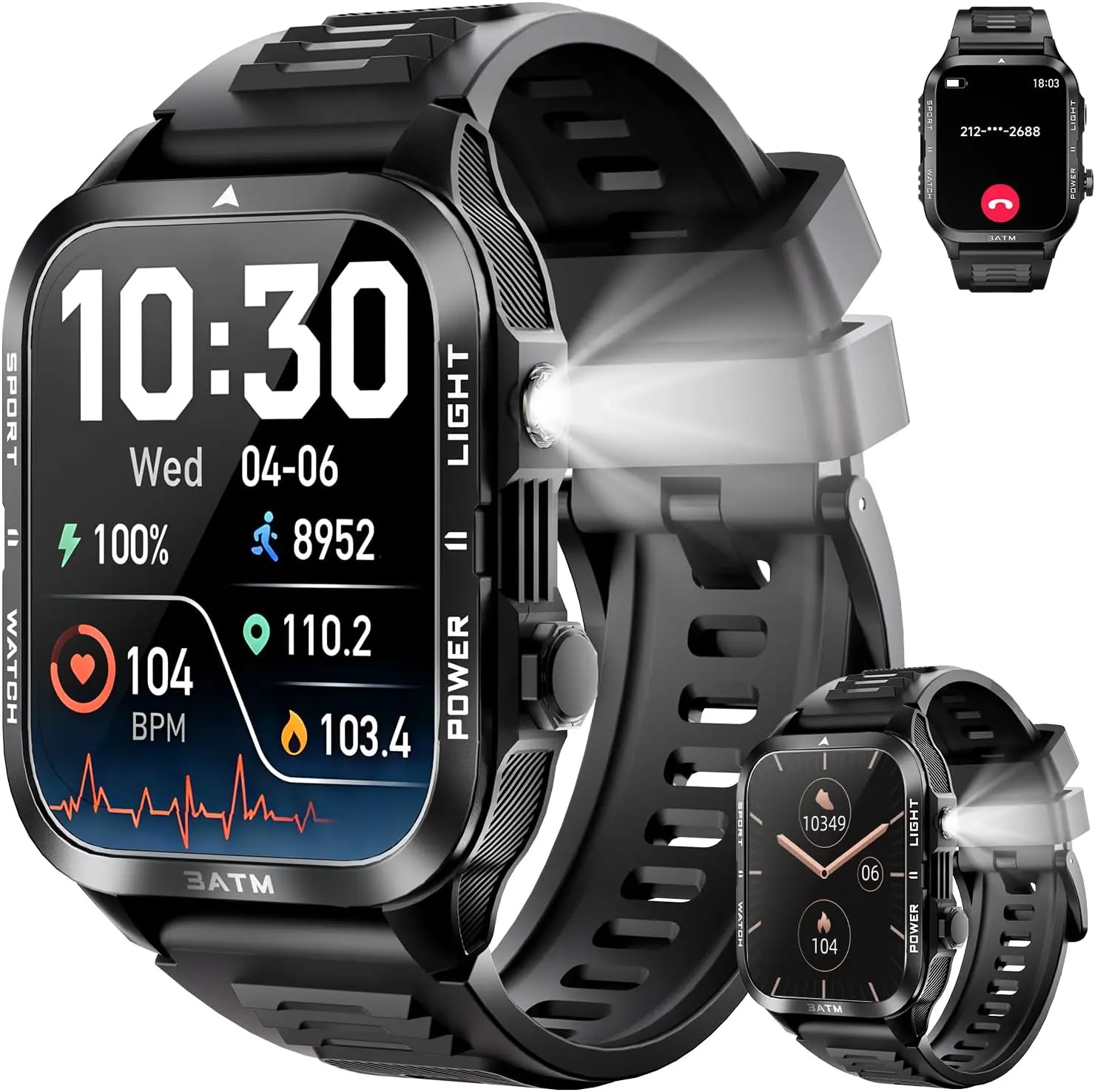 Smart Watch for Men Fitness Tracker - Professional Waterproof Bluetooth Calling Sports Watch, Sleep Monitor, Spo2 & Heart Rate Monitor, Compatible with Android and iOS