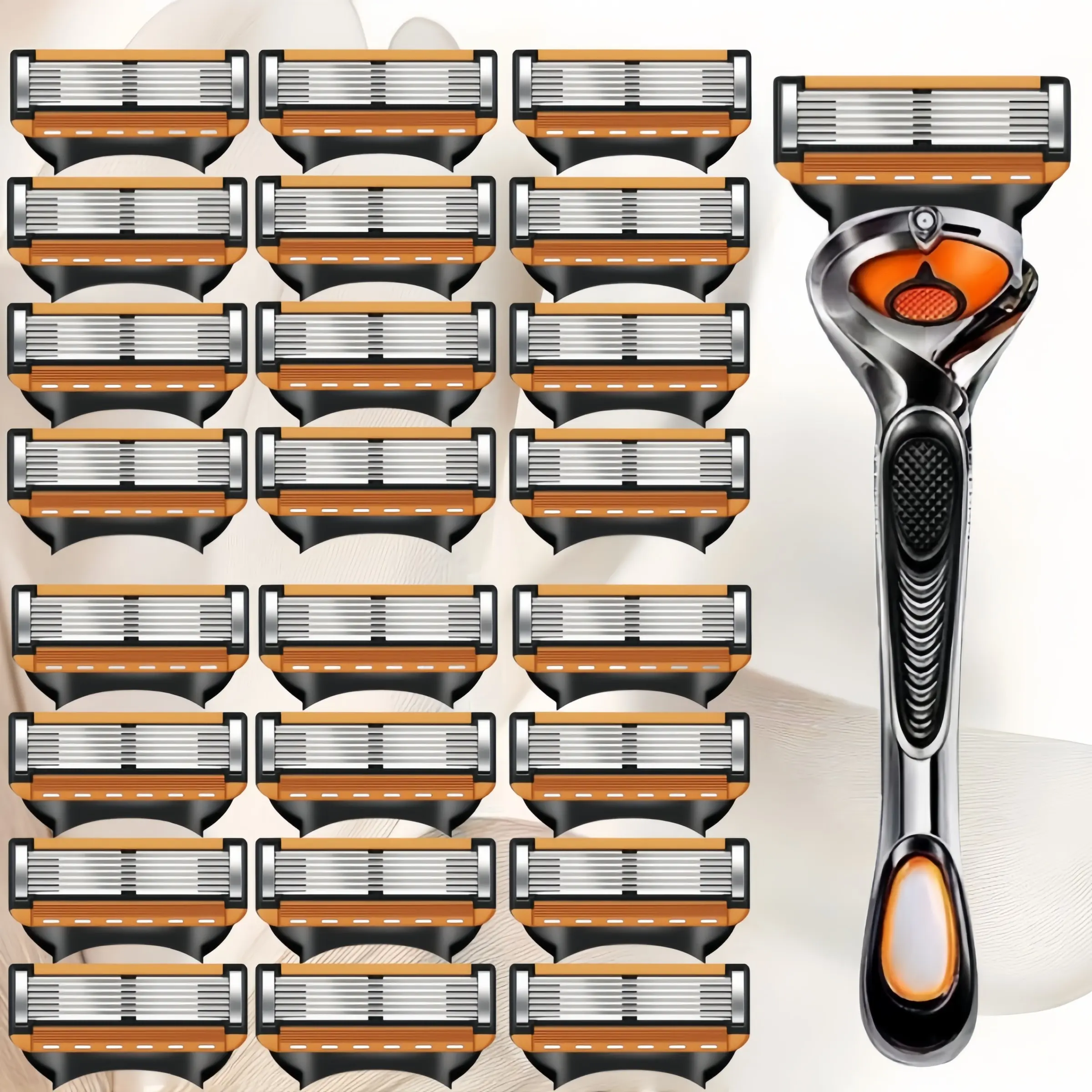 Men's Shaving Razor Set with Handle and 8–32 Replacement Blades, Stainless Steel Shaver with Multiple Blade Options, 6-Layer Nano Cutting Blades for a Smooth Shave