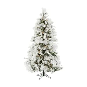 Fraser Hill Farm 4-Ft. Flocked Snowy Pine Christmas Tree
