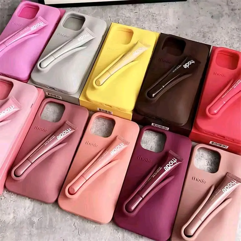 Rhode Silicone Lip Balm Holder Phone Case | Aesthetic Lip Gloss Holder Cover for iPhone
