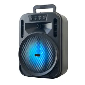 6.5" Portable Wireless Speaker with Motion LED Lights, Compact Bluetooth Party Sound Box with FM Radio, TWS-Linkable Rechargeable Music Player for Camping & Home Use