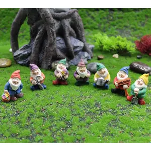 Miniature Gnome Ornament Decor Set. Fairy Garden Accessories, 7PCS Gnome Figurines-Mini Gnomes kit/Seven Dwarfs Statue for Fairy Garden/Flower Pot/Home Decoration. Miniature Gnome Ornament Decor Set desk ornament