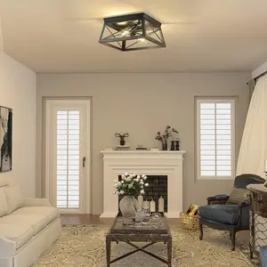 Rustic Industrial Style Iron Ceiling Light, E27 Base, Embedded Installation, Ideal for Entryway, Balcony, Hallway, Corridor, Bedroom, Staircase Decor