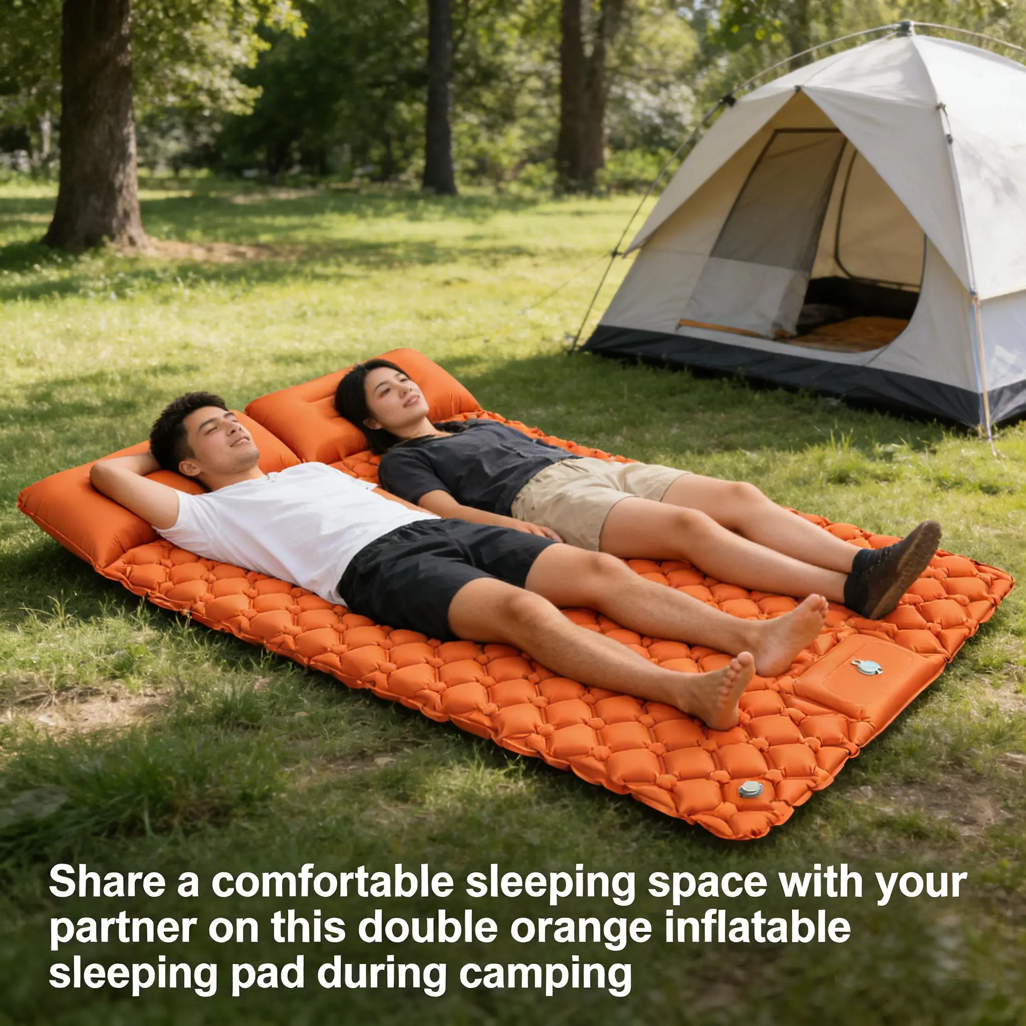 Rectangular Inflatable Sleeping Pad for Long-Distance Hikers, Leak-Proof TPU Ft Pump, Widened Thick Padding, Diamond-Dot Anti-Slip Texture, Handy Pull-Strap, Ultralight Build, Outdoor Camping Supplies, Backcountry Trips, Car-Side Camping, Camping Bed
