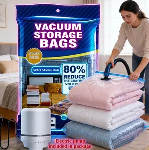 Vacuum Storage Bags 6 Pack with Electric , Space Saver Compression Bags for Clothes, Blue & White, Nylon, 2 Medium 2 Large 1 Jumbo foldable shoe box spacesaving hanger jeans organizer door hat shapesaver house maximize freezer anniversary