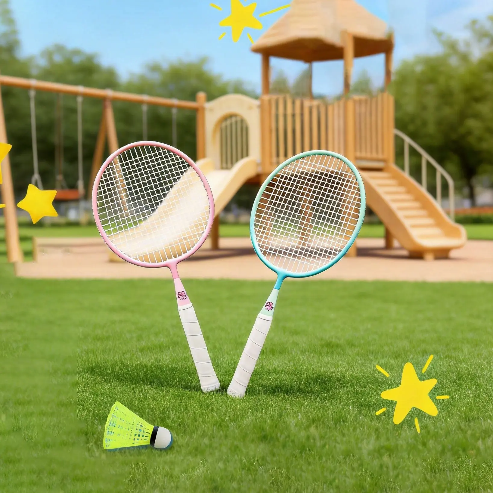Badminton Racket Set Indoor Outdoor Tennis Training, Badminton Shuttlecock, Parent-Child Interactive Sports Equipment, Sports Rackets, Ideal for Family Fun