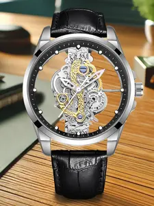 A men's 2025 new double-sided hollow movement high-quality student mechanical waterproof luminous quartz watch