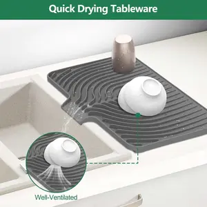 Silicone Dish Drainer Mat, 1pc Foldable Heat-Resistant Pot Holder Pad, Multipurpose Draining Board for Dishes and Utensils, Tableware, Coasters, Kitchenware