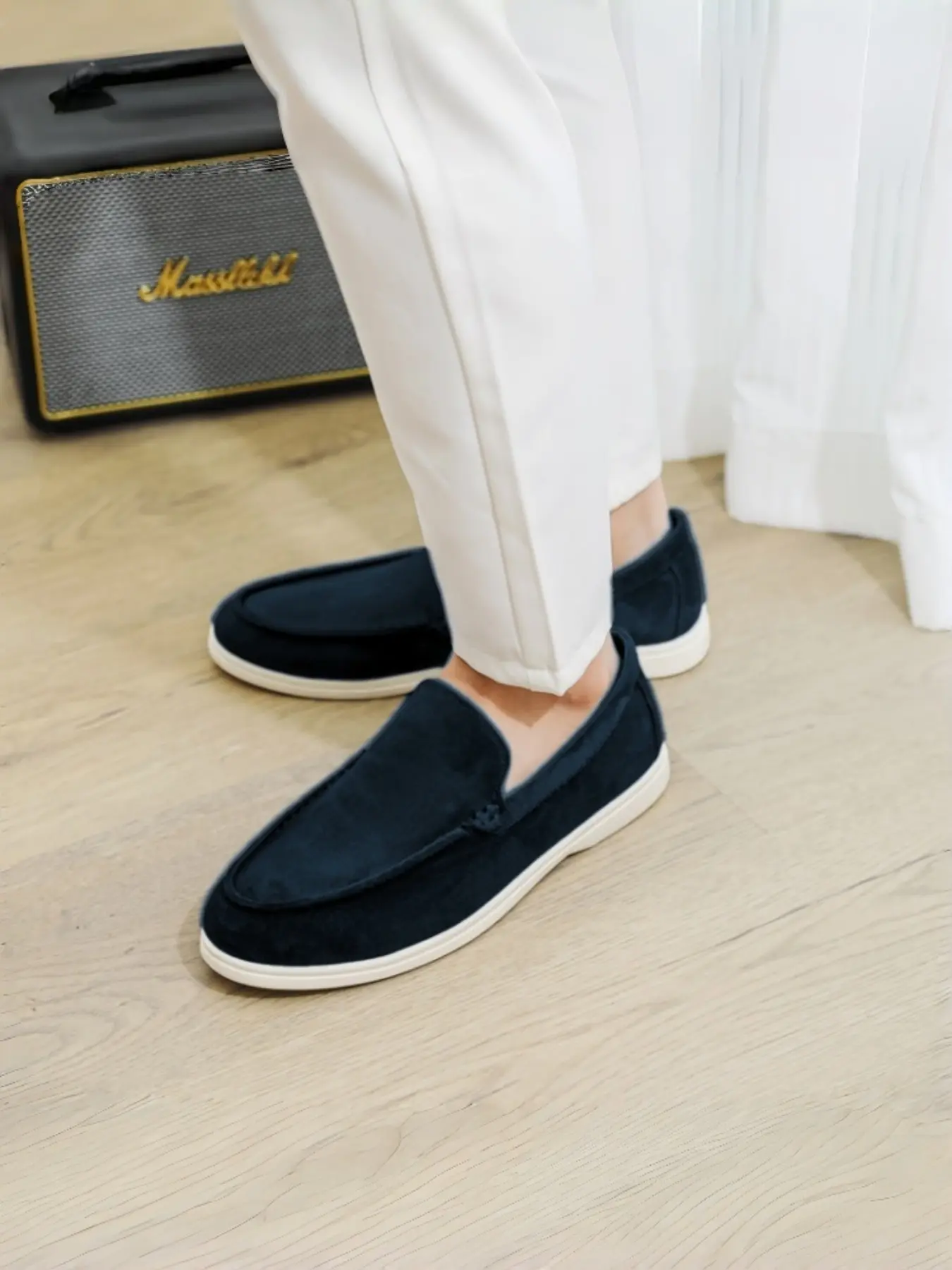 1 Pair Men's Soft-Sole Flat Suede Driving Shoes | Mature Casual Style | Non-Slip Wear-Resistant Sole + Breathable Suede Upper + Slip-On Design | Ideal for Business Occasions / Daily Commute / Casual Dates, No Blisters, Walking Shoes