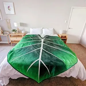 Large Leaf Blanket, Plush Plant Blankets, Throw Blanket for Bed, Large Lush Green Leaf Design Accent for Plant Lovers, Great Gifts for Green Thumbs, Green Blanket, (65 X 85)