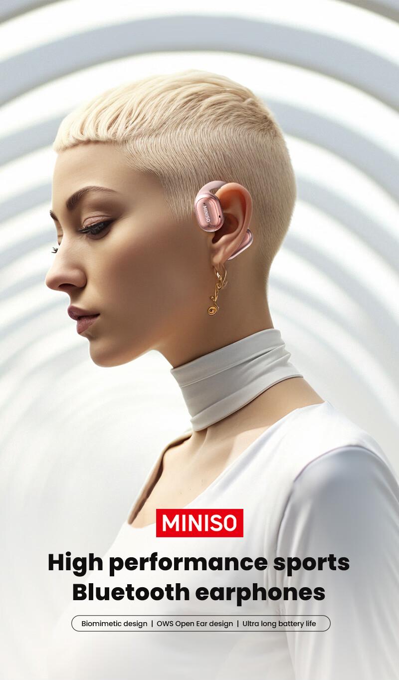 MINISO OWS True Wireless Bluetooth Headphones X39, Open Ear Earphones with MIC Earbuds with Charging Case, HiFi Sound for Sport Headsets,Free Lanyard