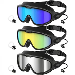 Adult Swimming Goggles 3 Pack for Men Women:No Leaking Shatterproof Lenses with UV400 Protection Anti-Fog