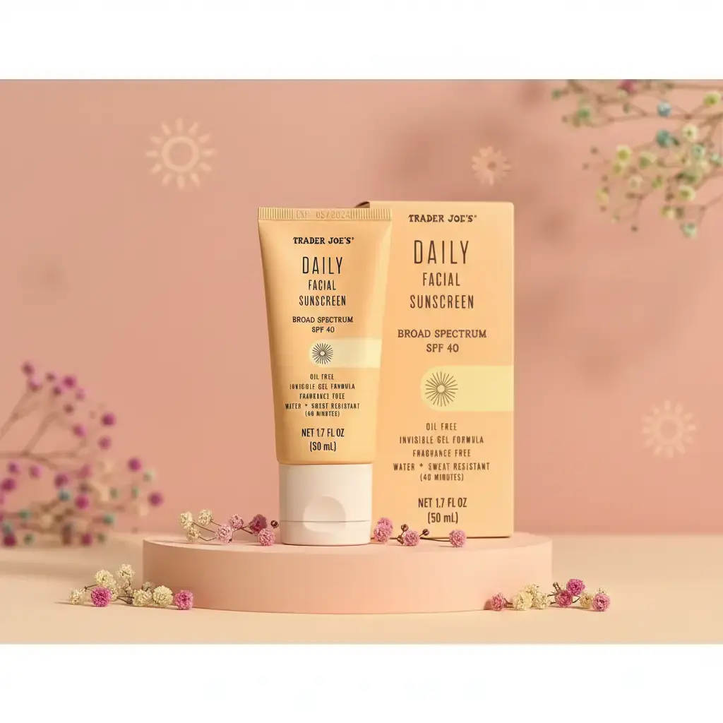 Trader Joe's Daily Facial Sunscreen SPF 40 Invisible Gel (1-Pack, 1.7 oz) – Clear Face Sunscreen & Makeup Primer, Oil-Free, No White Cast, Fragrance-Free