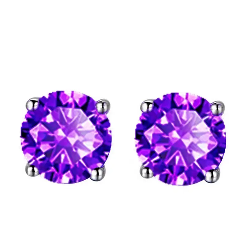 Purple diamond earrings [white gold]