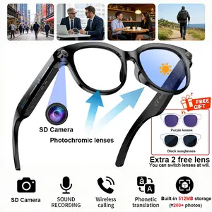 Ai Smart Glasses with 8mp HD Camera, Real-Time Translation, Ai Voice Assistant, Music Control, Wireless Audio & Calling, Multifunctional Smart Glasses, Perfect Gift