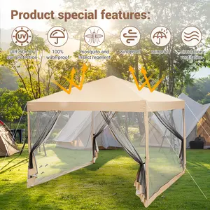Fathersdaygift Summervibes Flash sale home items 10x10ft Easy Setup Pop Up Canopy Tent, Outdoor Gazebo with Mesh Mosquito Netting, Removable Sidewalls Waterproof Camping Canopy, UV Protection Portable Sun Shelter for Camping, Patio, Beach, Events