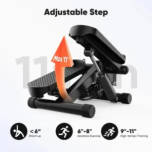 Howard Hanna Living Mini Twist Stepper with Resistance Bands – Compact Home Workout Stepper, Adjustable Pedal Exercise Machine for Home, Office & Small Spaces