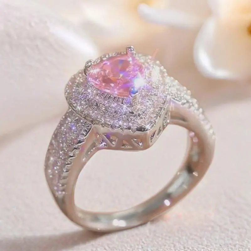 Shining Heart-shaped Ring, A Personalized engagement rings   rings for women couple intimacy gifts promise rings