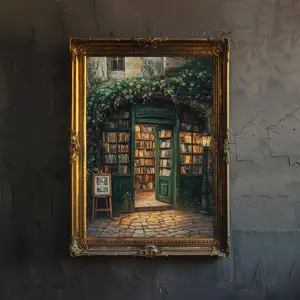 Bookstore Poster Dark Academia Art Cottagecore Decor Antique Illustration Vintage Magical Library Wall Art Rustic Aesthetic Unframed, Room Decor
