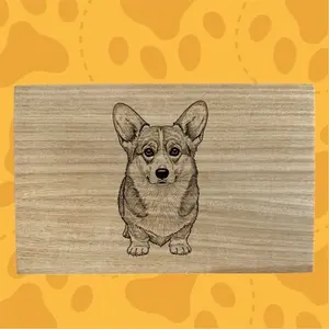 Corgi 8.3" x 5.2" x 3.5" Trinket Box - Original Artwork with Natural Wooden Finish, Eco-Friendly Design for Pet Items or Treats