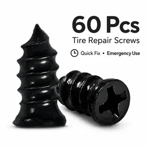 60 Pcs Tire Repair Screws Kit, Screw-In Tire Plugs for Tubeless Car Motorcycle Truck Tires, Self-Service Emergency Puncture Repair Tool Set