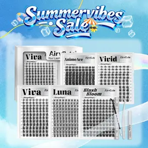 AiryCute Manga Trendy Collection |  Upgrade U Lashes with Ultra-Dense, Waterproof, Long-Lasting Lashes | Fashion Wet Look | Beginner-Friendly DIY Lashes for a Flawless Voluminous Look | Trendy & Must-Have Clusters #SummerVibes