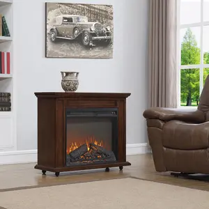 23 inch electric fireplace insert heater with log set & realistic flame, overheating protection without control
