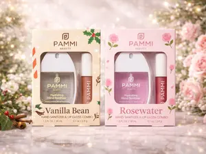 Pammi Hand Sanitizer & Lip Kit  Vanilla Bean & Rose Water