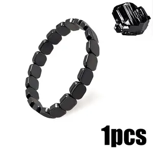 Men's Hematite Bracelet, Elastic Stone Handmade Jewelry, Unisex Fashion Accessory, Perfect for Daily Wear