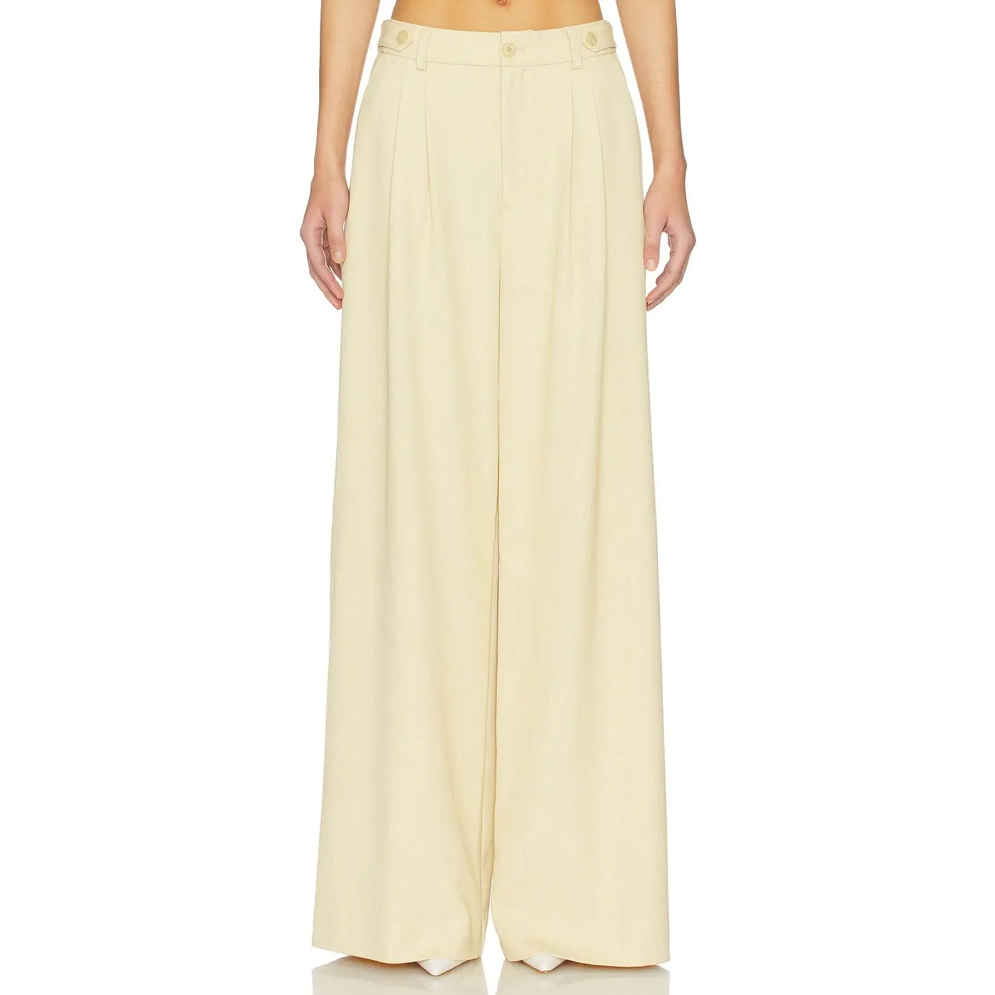 Gestuz Stacy Mid Waist Pants in Pale Hay Melange