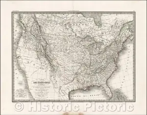 Map of the United States 1832 Historical Map Print