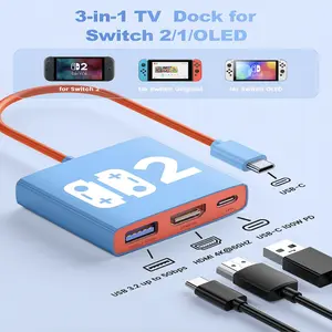 3 in 1 Switch Dock for Nintendo, Switch Docking Station for TV, Portable Nintendo Switch TV Adapter USB C Charging Dock, Type C to 4K HDMI Output Hub for Nintendo Switch OLED Smartphone Springtok Outdoorfun Blue & Red Multiport USB 3.0 and C Hub