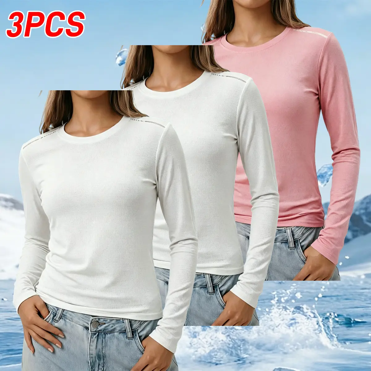 Women’s long-sleeve crewneck top made of polyester fiber for commuting, sports, and casual wear; the polyester material offers color stability and resists fading.Sporty details add energy to everyday outfits, pairing well with leggings and sneakers.
