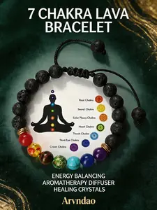 Adjustable Woven Yoga Bracelet 7 Chakra Essential Oil Diffuser Bracelet: Lava Rock for Anxiety Relief