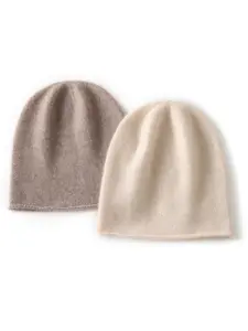 Unisex 100% Pure Wool Knitted Hat, Fall Winter Warm Roll-Edge Beanie, Casual Simple Ear Protection Cap for Men and Women, Couples Hats