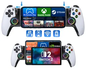 Mobile Gaming Controller for iPhone Android, Hall Effect Joysticks Bluetooth Telescopic Gamepad with RGB Lighting, Programmable Back Buttons for PS Remote Play Xbox Cloud Gaming Steam Deck iPad Mini