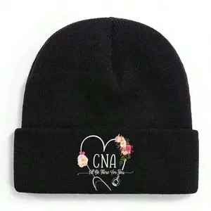 S&T  I'll Be There For You With Heart And FlowersWinter Beanie For Men Women Soft Warm Knit Hat Ski Stocking Cuffed Cap