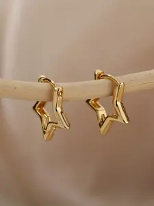 Elegant Star-Shaped Ring Earrings, Unique Pentagon Ear Rings, Simple Female Jewelry Accessories, Geometric Earrings, All-Season Alloy Material, Ear Hoops