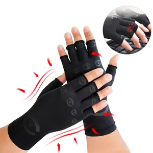 Magnetic Therapy Compression Fingerless Gloves, Office Typing Wrist & Finger Support Gloves, Breathable Joint Relief Gloves