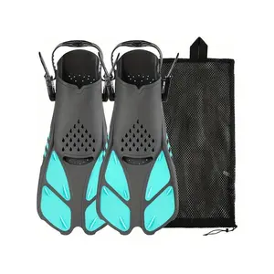 [Comfort-Fit Swim Fins] 1 Pair Adjustable Comfort-Fit Swim Fins - Breathable, Open Heel, Secure - Perfect For Snorkeling, Diving & Swimming With Mesh Carry Bag