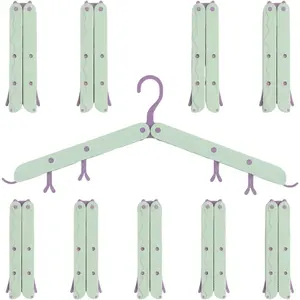 3 Pcs Modular Folding Travel Hangers, Space Saving Collapsible Hangers for Trip, Vehicle & Luggage |   Durable Two-Tone Hanger Set