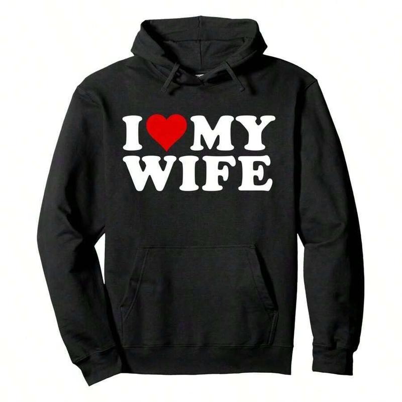 I Love My Wife Marriage Anniversary Married I Heart My Wife Pullover Hoodie ,Men's Hooded Sweatshirt,  And Ultra - Comfortable, A Must - Have For Daily Strolls, Travel And Outdoor!