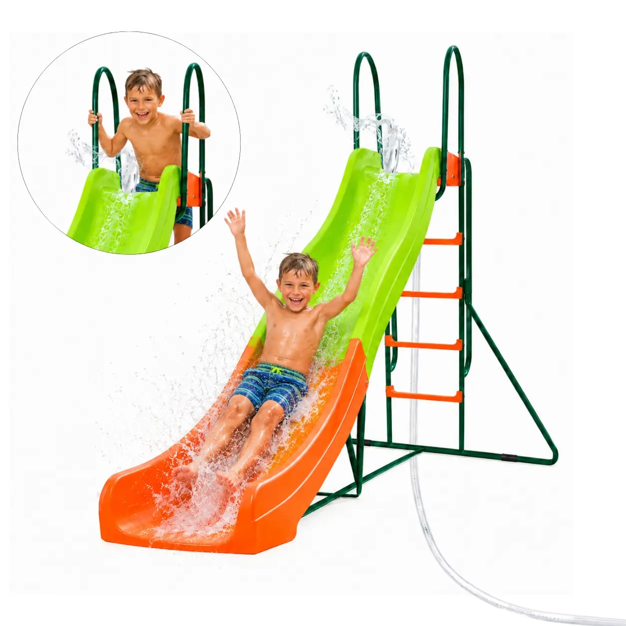 PLATPORTS Playground Slide - Big Backyard Freestanding Plastic Slide - 10 ft Outdoor Swing Set Slide for Kids Ages 4-8