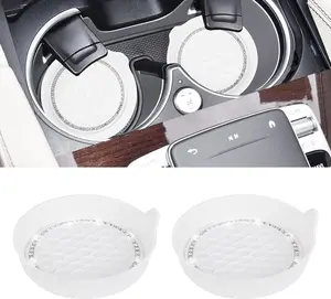 Car Cup Coaster Universal Non-Slip Cup Holders Bling Crystal Rhinestone Car Interior Accessories 2 Pack White