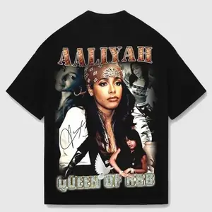 [100% Cotton] Hot Trendy Aaliyah Singer Gift For Fans Black T-Shirt Unisex Fashion Clothes Top, Cotton Us Soft Farbic Womenswear