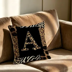 1Pcs, 45x45cm, Leopard Print Letter Pillow, Multiple Styles, Soft And Comfortable, Decorative Cushion For Sofa And Bed, Suitable For All People, Ideal Gift Choice