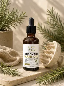 Vegan Rosemary Hair Oil, Lightweight Daily Haircare Treatment with Castor Oil and Rice Extract
