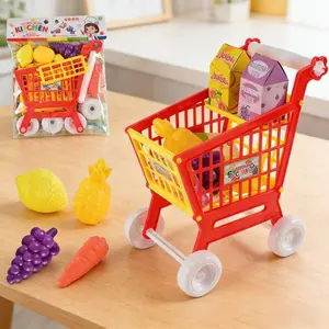 Kids Shopping Cart Toy with Interactive Play Sounds & Storage - Pretend Play Supermarket Trolley for Toddlers 3-5, Role Play Gift for Boys Girls Birthday Christmas Indoor Fun