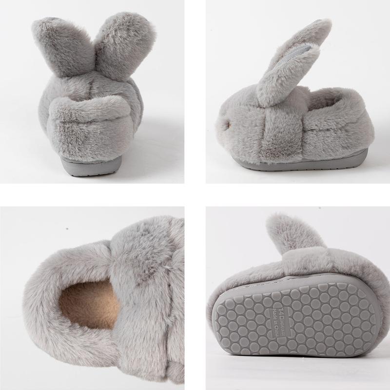 Drecage Girls Toddler Slippers Boys House Shoes For Little Kids Cute with Bunny Design Plush Indoor Slippers Non-Slip Comfortable Soft Cotton Footwear